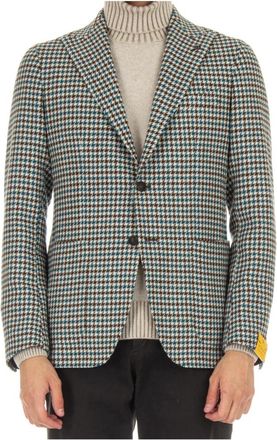 Tagliatore Wollen Houndstooth Jas - Heren - Blazers - Veelkleurig - XL - Wol - Jassen