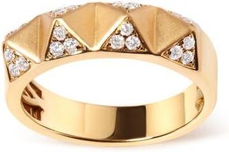 House of Brilliance 14K Yellow Gold 1/4Cttw White Diamond Pyramid Band Ring at Nordstrom, Size 7