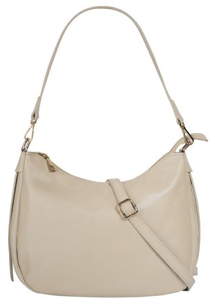 Cluty Umh&auml;ngetasche CLUTY, Damen, Gr. B/H/T: 31cm x 24cm x 7cm onesize, beige, Leder, leicht gl&auml;nzend, unifarben, Taschen Umh&auml;ngetasche, echt Leder, Made in