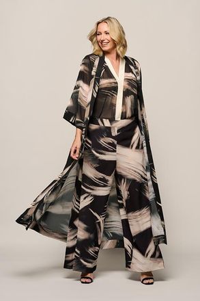 Mart Visser Isla Print Kaftan Zwart / Off White Maxi