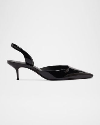 Schutz Paola Patent Leather Slingback Mid Pumps