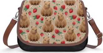 Generic Cute Capybara Strawberry Pattern Fashion Womens Crossbody Bags Novelty Handbag Shoulder Bag Purse