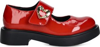 Love Moschino heart-buckle patent-leather flats - women - Calf Leather/Calf Leather/Rubber - 40 - Red