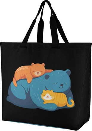 Generic Being Lazing Reusable Shopping Bags Large Capacity Grocery Bag Heavy Duty Tote for Women 40x40x16cm