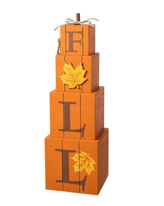 Glitzhome Handmade Halloween Wood Reversible Boxed Porch Decor
