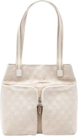 Gucci Pre-owned Canvas Tote - Dames - Vintage Schoudertas - Beige - ONE Size - Vintage