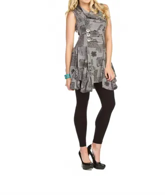Papillon Floral Multi Print Hem Detail Tunic Top Dress In Beige