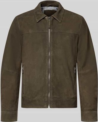 Mauritius Lederjacke aus Schafsnubuk mit Rei&szlig;verschluss Modell TRIVEN in Schilf, Gr&ouml;&szlig;e XXXL