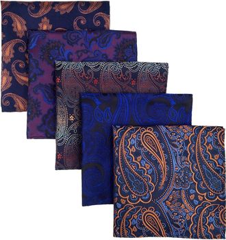 Shlax & Wing Shlax&Wing 5 Pieces Assorted Mens Pocket Square Handkerchiefs Set