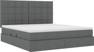 vidaXL Bed with LED Strip Lights Dark Grey 180 x 200 cm Fabric vidaXL