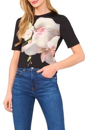 Ted Baker Floral Knit Top in Rich Black at Nordstrom Rack, Size Large