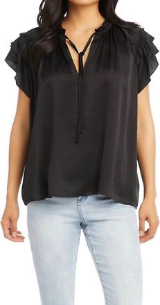 Karen Kane Bethany Flutter Sleeve Top In Black