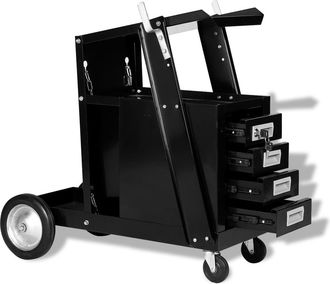 vidaXL Carro De Soldar Con 4 Cajones Negro Vidaxl