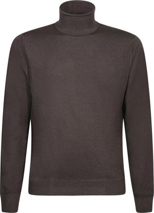 Dell'Oglio Bruine Gebreide Kleding voor Mannen Aw 24 - Heren - Coltruien - Bruin - L - Truien & Vesten