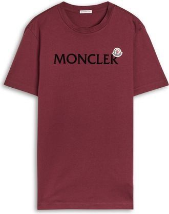 Moncler Logo Badge Cotton T-shirt - Burgundy - XL