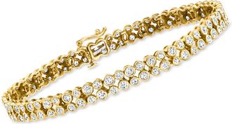 Ross-Simons 3.00- Bezel-Set Diamond 2-Row Tennis Bracelet in 14kt Yellow Gold