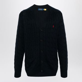 Polo Ralph Lauren Marineblauer Zopfstrick-Cardigan aus Baumwolle