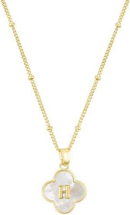 Adornia Mother-of-Pearl Clover Initial Pendant Necklace in White-H at Nordstrom Rack