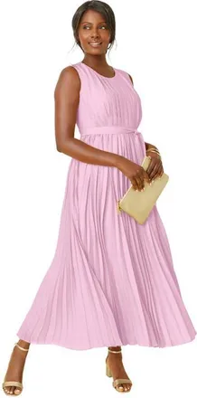 Jessica London Pleated Maxi Dress in Pink at Nordstrom, Size 18