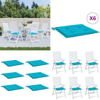 vidaXL Cuscini per Sedia 6 pz Turchese 40x40x4 cm in Tessuto - Cuscini da giardino - Cuscini per patio