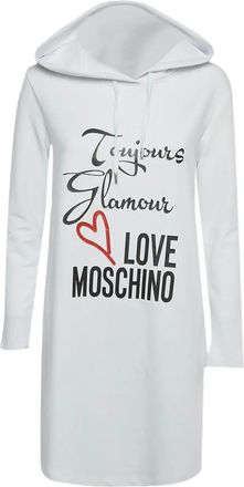 Love Moschino Abito in cotone con cappuccio - Bianco