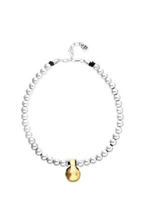 UNOde50 Necklace of medium spheres plated in sterling silver and large dial plated in 18k gold at Nordstrom