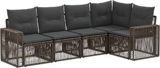 vidaXL Conjunto De Sof&aacute;s De Jard&iacute;n 5 Uds. Gris Y Gris Oscuro Vidaxl