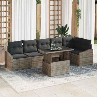 vidaXL Conjunto De Sof&aacute; De Jard&iacute;n 7 Pcs Gris 100 X 55 X 73 Cm Vidaxl