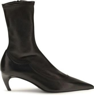 Khaite Black Calf Leather Bos Taurus Ankle Womens Boots