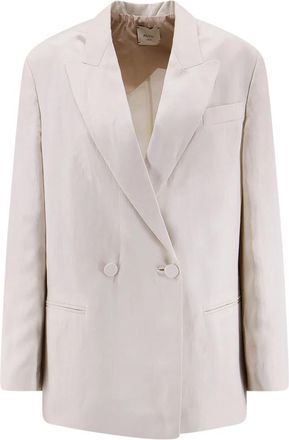 Alysi Double-breasted Blazer - Dames - Blazers - Wit - M - Leer - Jassen