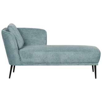 Beliani Chaise Longue Estilo Retro Con Coj&iacute;n Muebles De Sala De Estar De Tela Azul Izquierdo Artheze