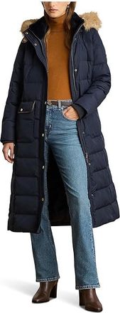 Lauren Ralph Lauren Ff Trim Puffer 50/50 45 Womens Jacket Dark Navy : LG, Polyester