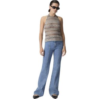 Missoni 3d Diamond Mixed Viscose Top With Halter Neck in Green& Brown at Nordstrom, Size Medium