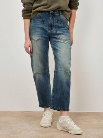 Apricot Mya Utility Barrel Jeans In Blue