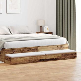 vidaXL Cassetti per letto Legno vecchio 180 x 36.5 x 16.5 cm - Vidaxl