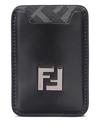 Fendi FF logo leather card holder - men - Calf Leather - One Size - Black