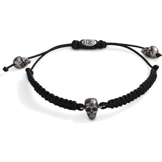 Degs & Sal Black Skull Bead Woven Bracelet at Nordstrom