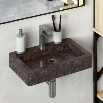 Berkfield Home Sink Black 38x24x6.5 cm Marble