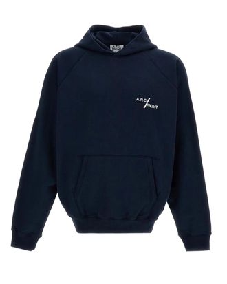 A.P.C. Cotton Fleece Hoodie with Silver Logo Detail