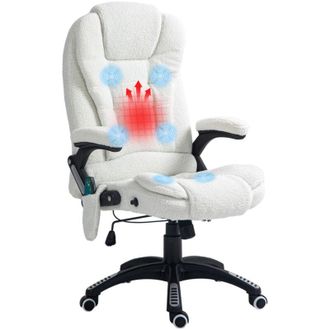 Vinsetto Vinsetto - Silla De Masaje Con 6 Puntos De Masaje Silla De Oficina Con Funci&oacute;n De Calefacci&oacute;n Altura Ajustable Control Remoto Y Reposacabezas Blanco