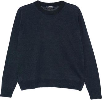 Max Mara Maglia Fervore - Dames - Ronde hals truien - Blauw - XS - Linnen - Truien & Vesten