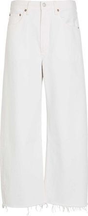 A Gold E Agolde Low Curve Frayed Barrel-leg Jeans - White - 27 (W27 / UK8-10 / S)