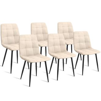 IDMarket Set Di 6 Sedie Da Pranzo Mila In Velluto Beige
