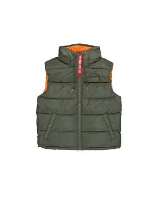 Alpha Industries Blouson ALPHA INDUSTRIES Hooded Puffer Vest FD, Herren, Gr. L, gr&uuml;n (sage, gr&uuml;n), Obermaterial: 100% Polyester; Futter: 100% Polyester; F&uuml;llung: 100% 