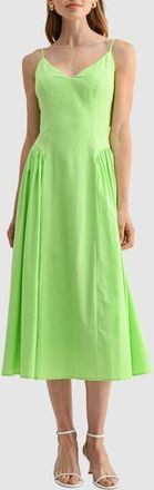 All in Favor Back Bow Fit and Flare Midi Dress in Lime at Nordstrom, Size X-Large