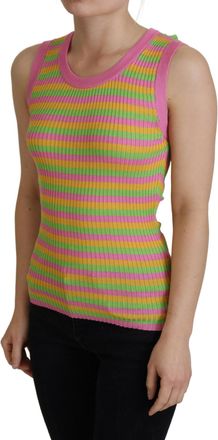 Dolce & Gabbana Womens Multicolor Silk Vest Pullover Tank Top