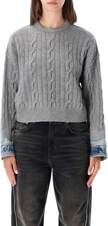 Haikure Karine Cable Wool Denim-Cuff Sweater