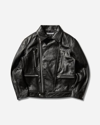 Neighborhood Men s Leather Riders Jacket Black