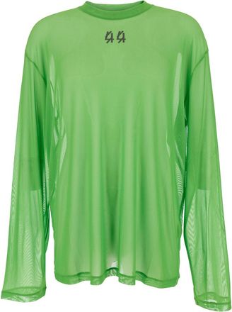 44 Label Group Green Turtleneck Sweater With Semi-sheer Design In Mesh Man