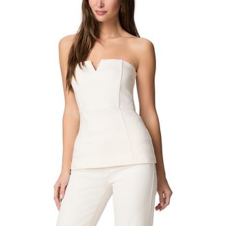 Paige Fiana Strapless Denim Top in Tonal Ecru at Nordstrom, Size 12